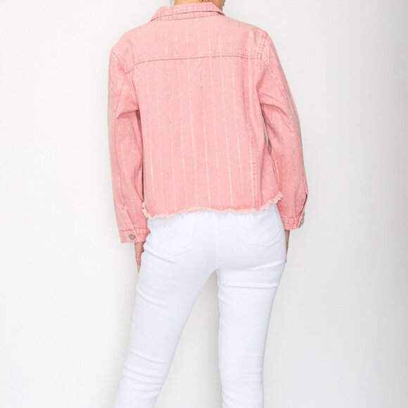 new ORIGMAI embellished jean denim jacket (3-colors) SM-2X classic rhinestones - Picture 3 of 16